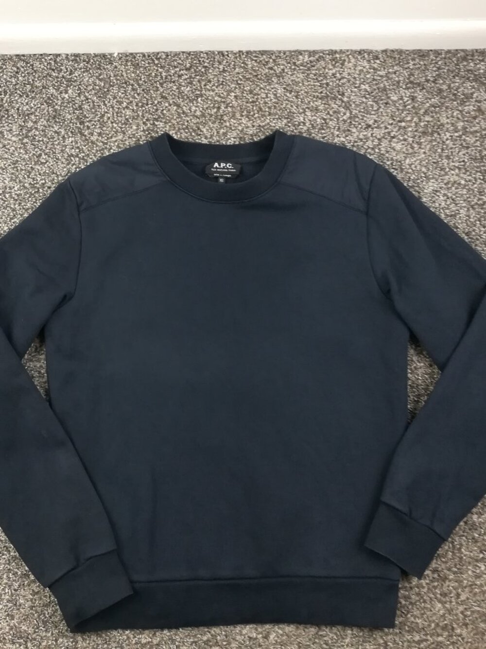 A.P.C. Sweatshirt Military Commando French Terry Crewneck Navy Blue Mens XS